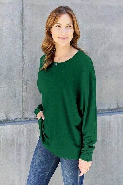 Bona Fide Fashion - Full Size Round Neck Long Sleeve T-Shirt - Women Fashion - Bona Fide Fashion