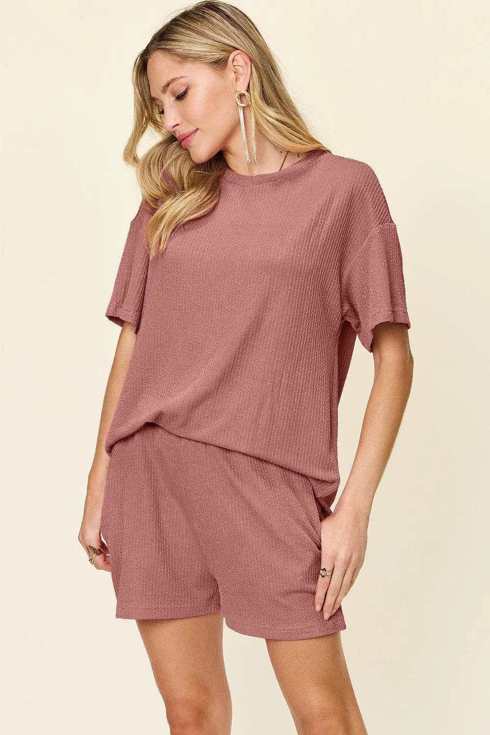 Bona Fide Fashion - Full Size Round Neck Short Sleeve T-Shirt and Shorts Set - Women Fashion - Bona Fide Fashion