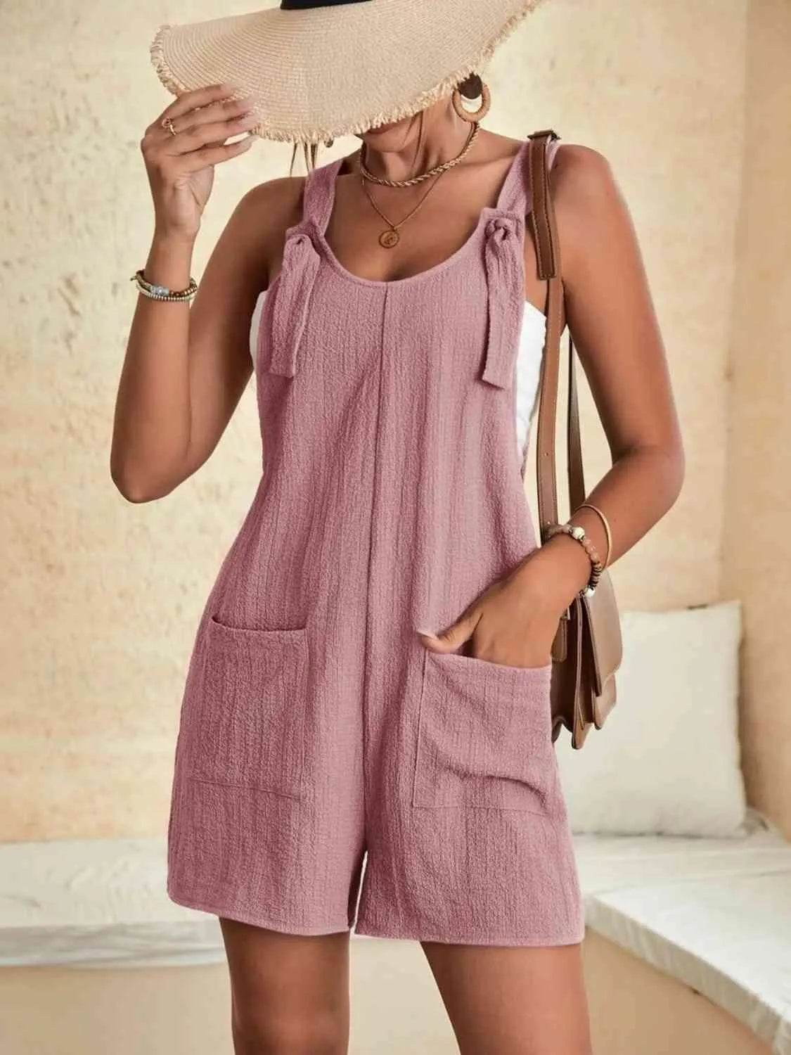 Full-Size Scoop Neck Romper with Pockets – Comfortable & Stylish One-Piece for Women - Bona Fide Fashion