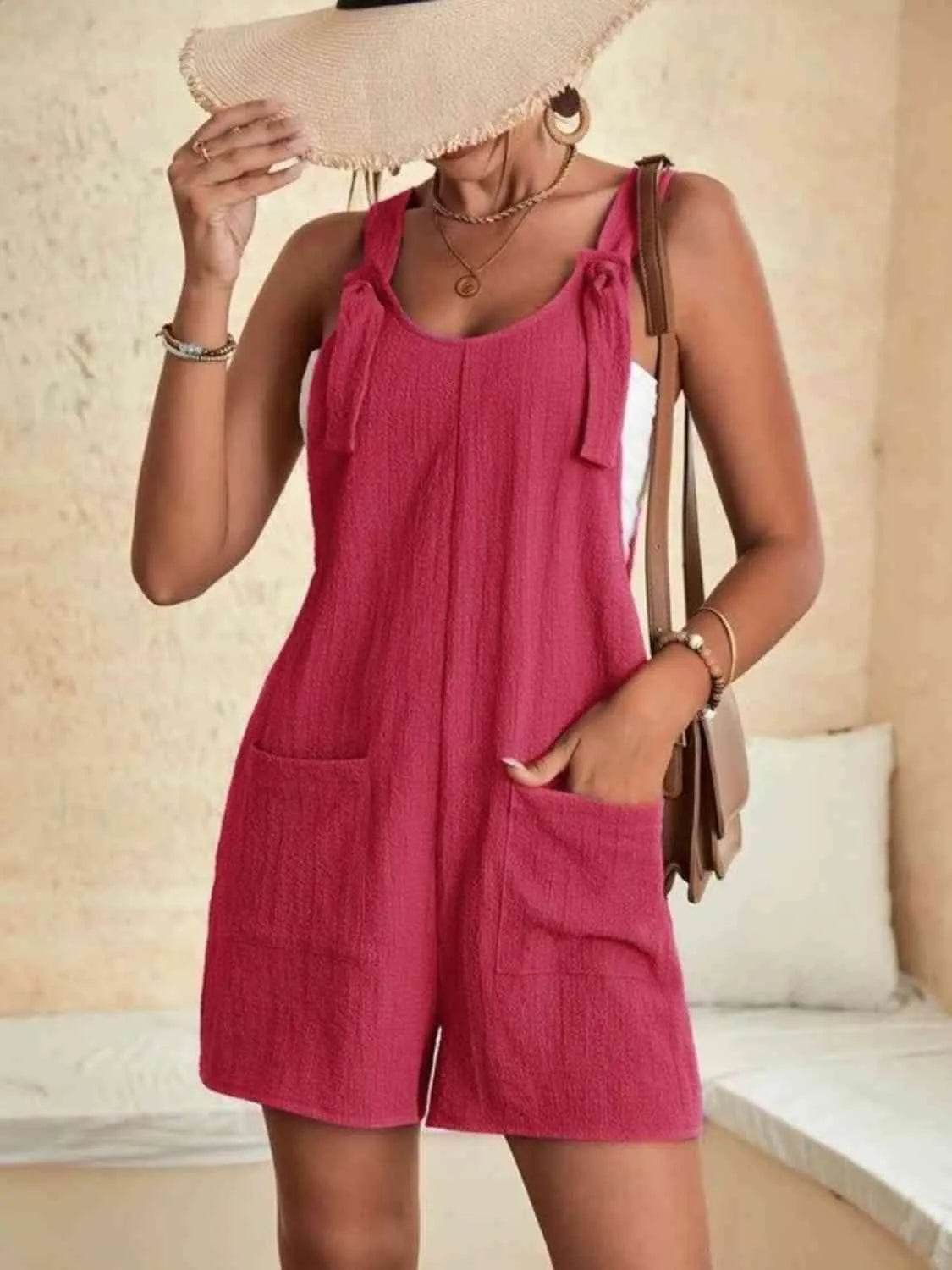 Full-Size Scoop Neck Romper with Pockets – Comfortable & Stylish One-Piece for Women - Bona Fide Fashion