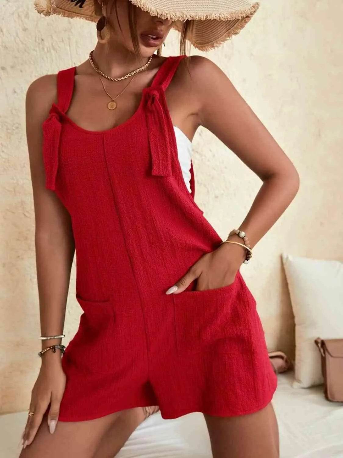 Full-Size Scoop Neck Romper with Pockets – Comfortable & Stylish One-Piece for Women - Bona Fide Fashion