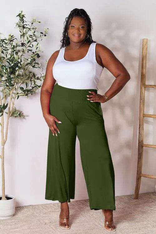 Bona Fide Fashion - Full Size Smocked Wide Waistband Wide Leg Pants - Women Fashion - Bona Fide Fashion