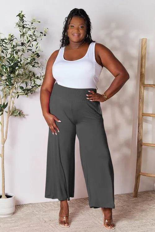 Bona Fide Fashion - Full Size Smocked Wide Waistband Wide Leg Pants - Women Fashion - Bona Fide Fashion
