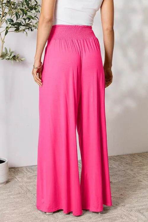 Bona Fide Fashion - Full Size Smocked Wide Waistband Wide Leg Pants - Women Fashion - Bona Fide Fashion