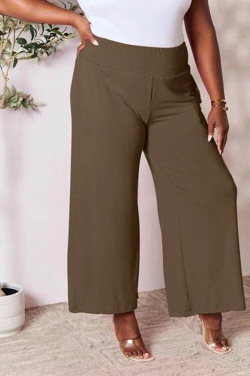 Bona Fide Fashion - Full Size Smocked Wide Waistband Wide Leg Pants - Women Fashion - Bona Fide Fashion