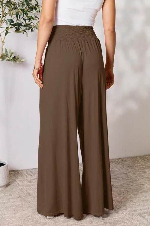 Bona Fide Fashion - Full Size Smocked Wide Waistband Wide Leg Pants - Women Fashion - Bona Fide Fashion