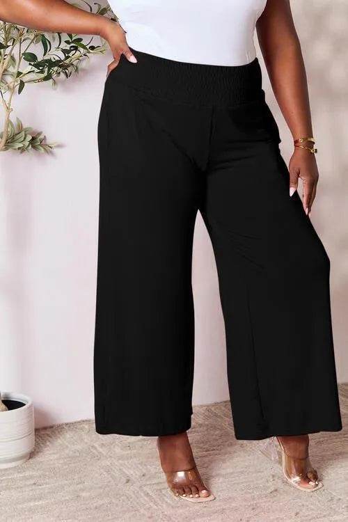 Bona Fide Fashion - Full Size Smocked Wide Waistband Wide Leg Pants - Women Fashion - Bona Fide Fashion