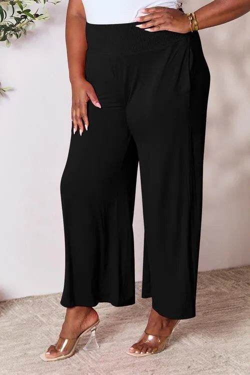 Bona Fide Fashion - Full Size Smocked Wide Waistband Wide Leg Pants - Women Fashion - Bona Fide Fashion