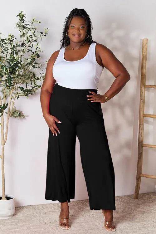 Bona Fide Fashion - Full Size Smocked Wide Waistband Wide Leg Pants - Women Fashion - Bona Fide Fashion