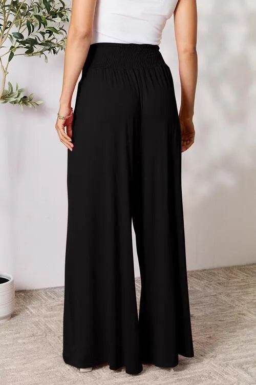 Bona Fide Fashion - Full Size Smocked Wide Waistband Wide Leg Pants - Women Fashion - Bona Fide Fashion