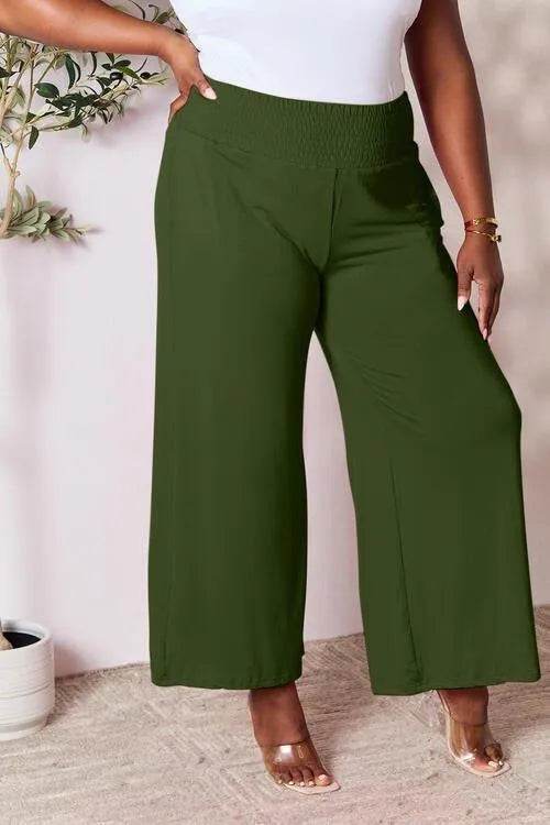 Bona Fide Fashion - Full Size Smocked Wide Waistband Wide Leg Pants - Women Fashion - Bona Fide Fashion