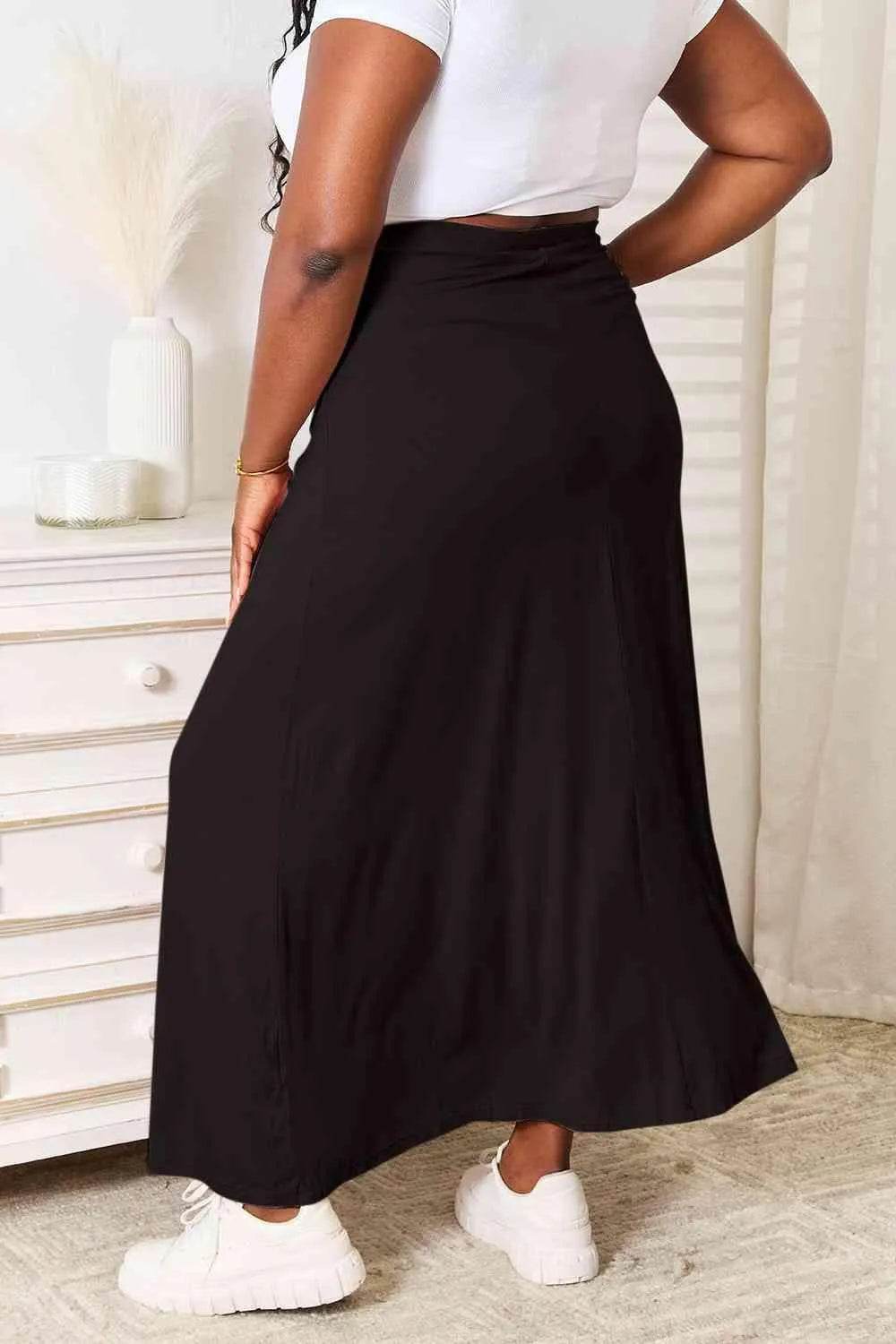 Bona Fide Fashion - Full Size Soft Rayon Drawstring Waist Maxi Skirt Rayon - Women Fashion - Bona Fide Fashion