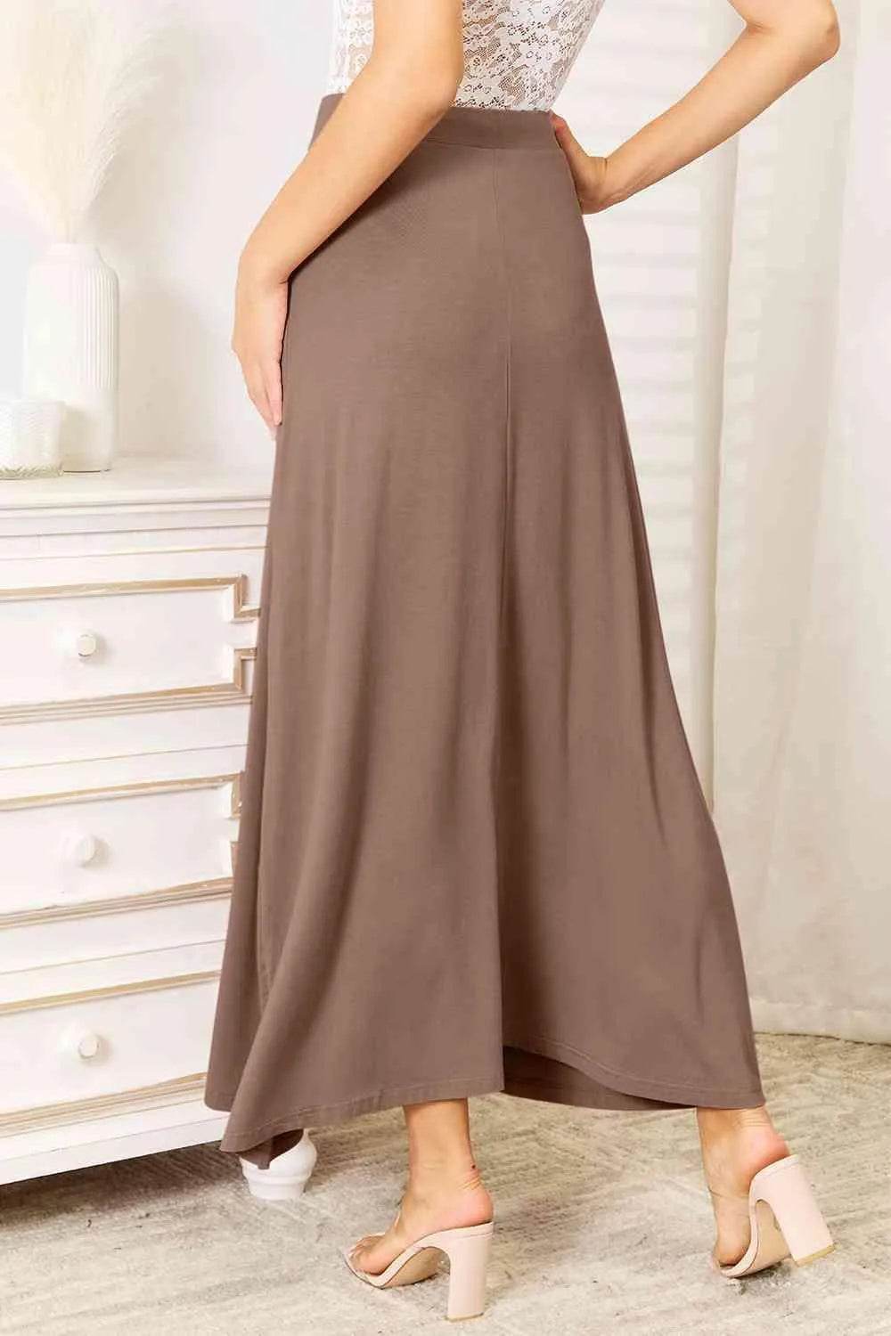 Bona Fide Fashion - Full Size Soft Rayon Drawstring Waist Maxi Skirt Rayon - Women Fashion - Bona Fide Fashion