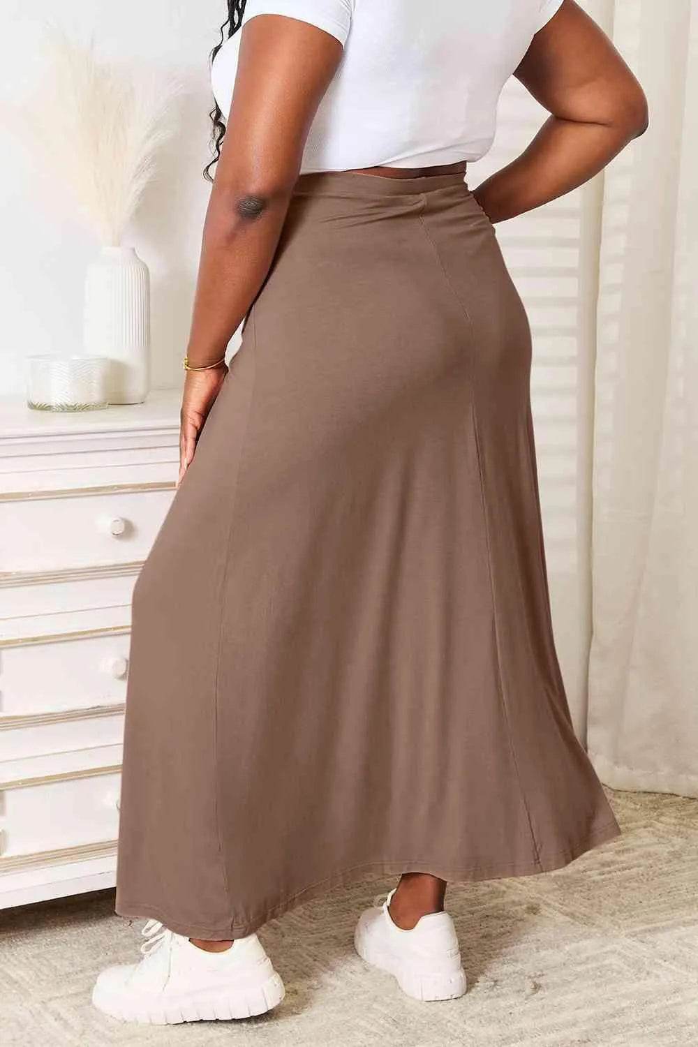 Bona Fide Fashion - Full Size Soft Rayon Drawstring Waist Maxi Skirt Rayon - Women Fashion - Bona Fide Fashion