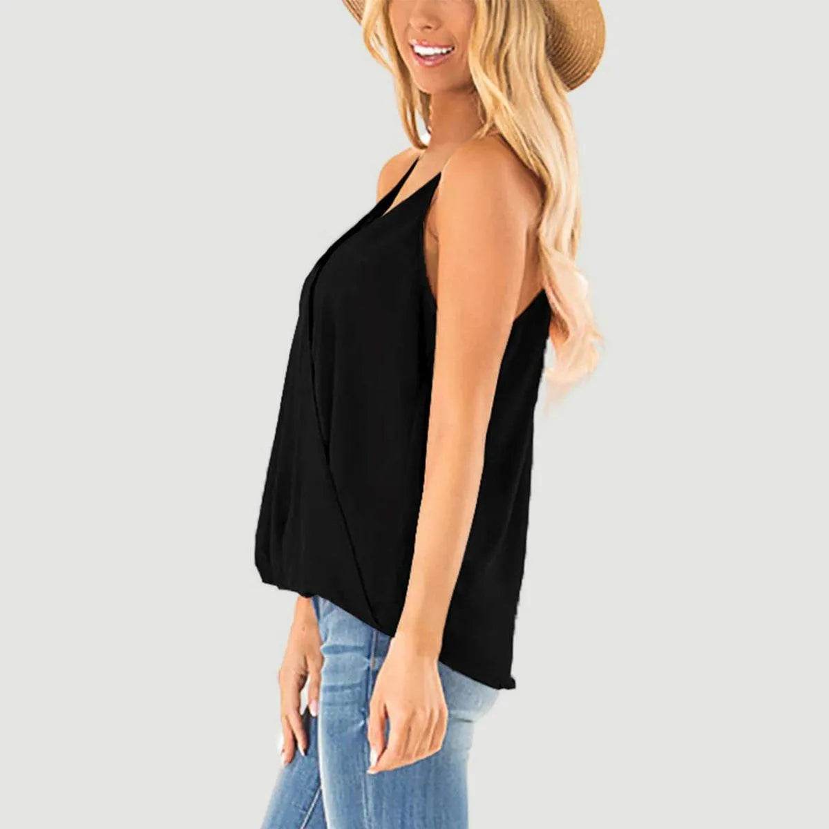 Bona Fide Fashion - Full Size Surplice Spaghetti Strap Top - Women Fashion - Bona Fide Fashion