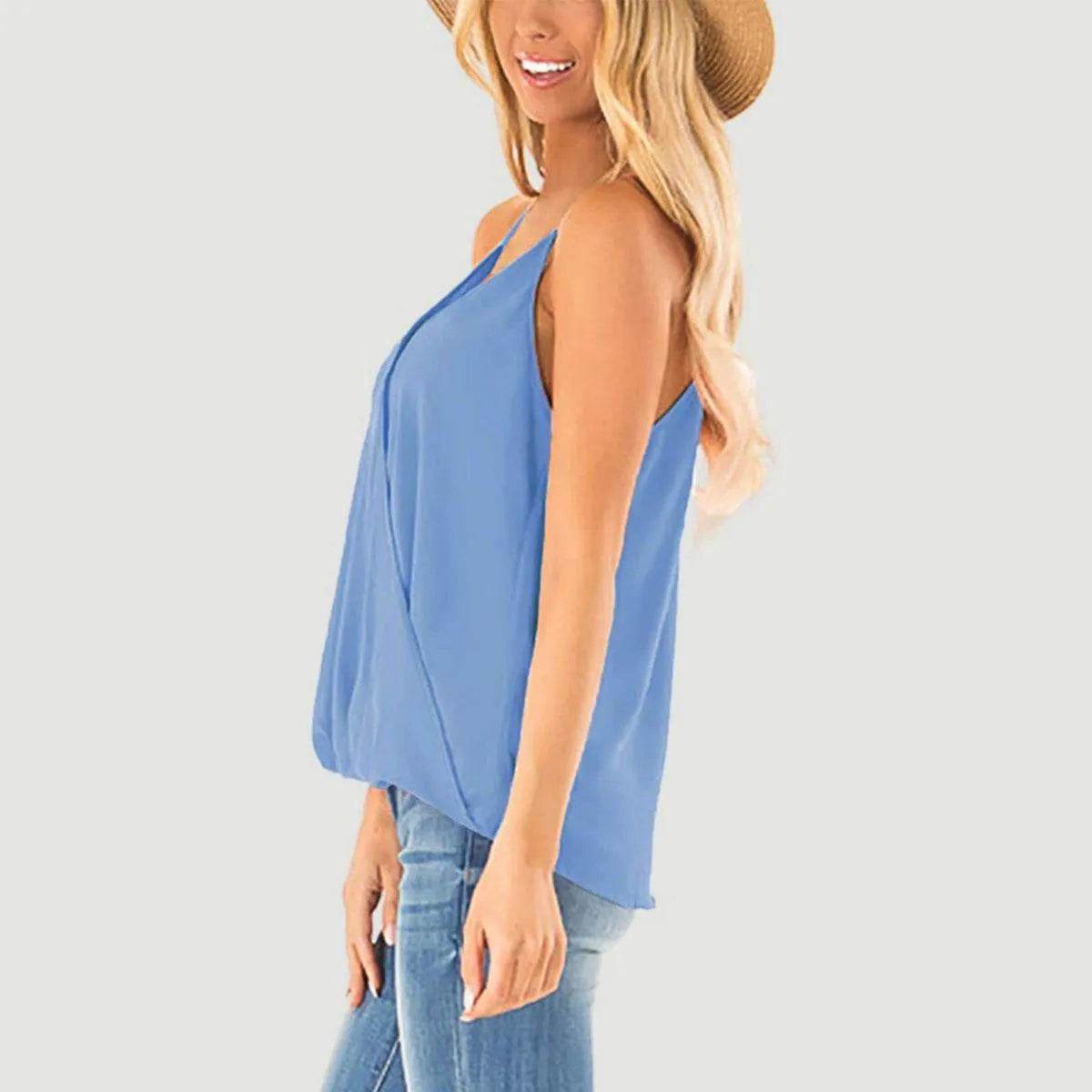 Bona Fide Fashion - Full Size Surplice Spaghetti Strap Top - Women Fashion - Bona Fide Fashion