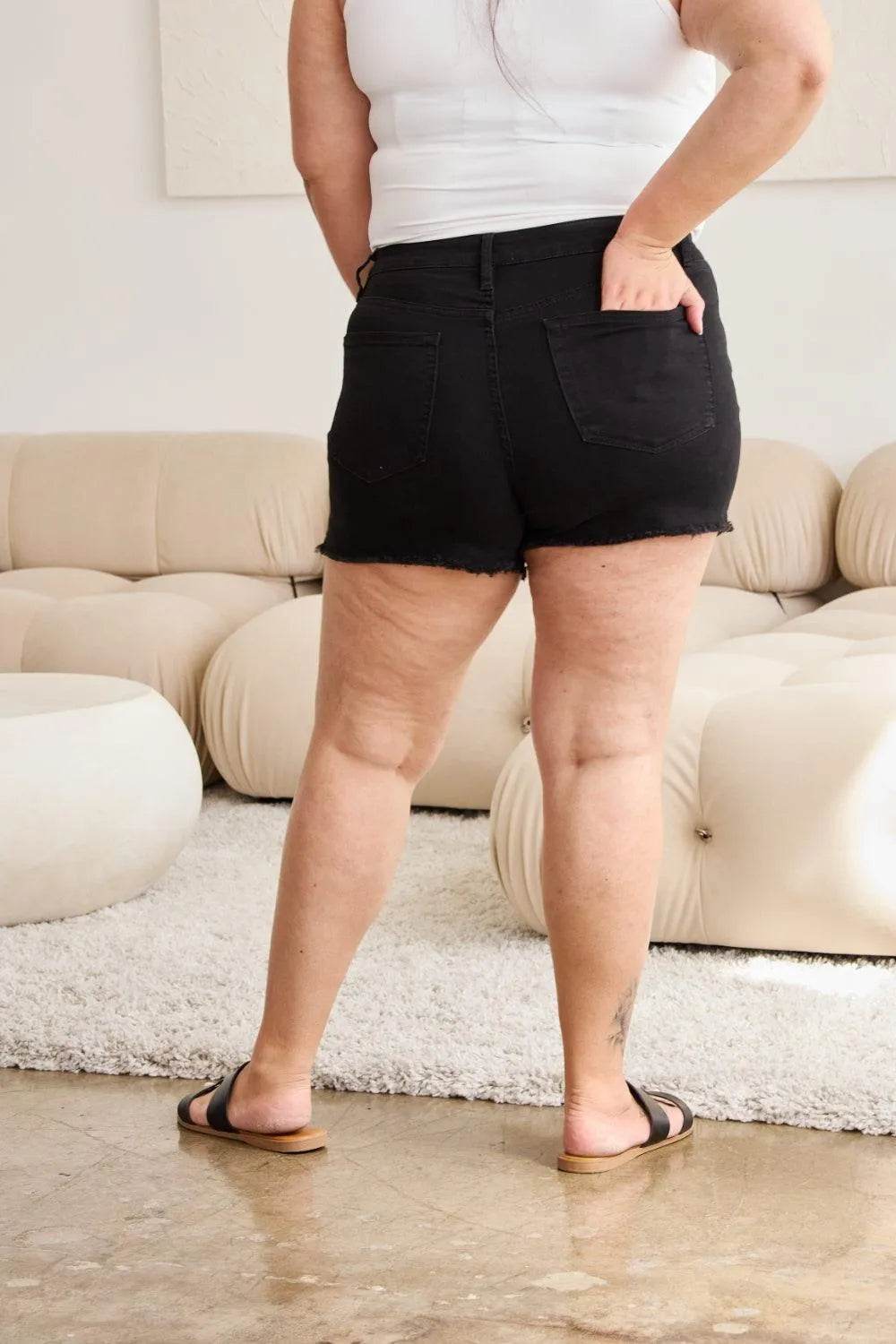 Bona Fide Fashion - Full Size Tummy Control High Waist Denim Shorts - Women Fashion - Bona Fide Fashion