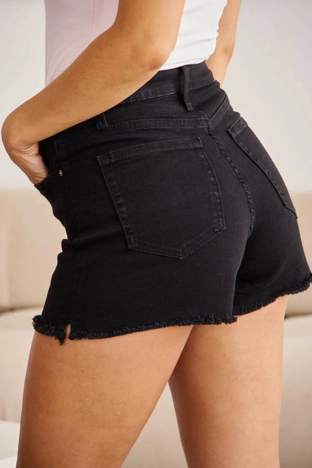 Bona Fide Fashion - Full Size Tummy Control High Waist Denim Shorts - Women Fashion - Bona Fide Fashion