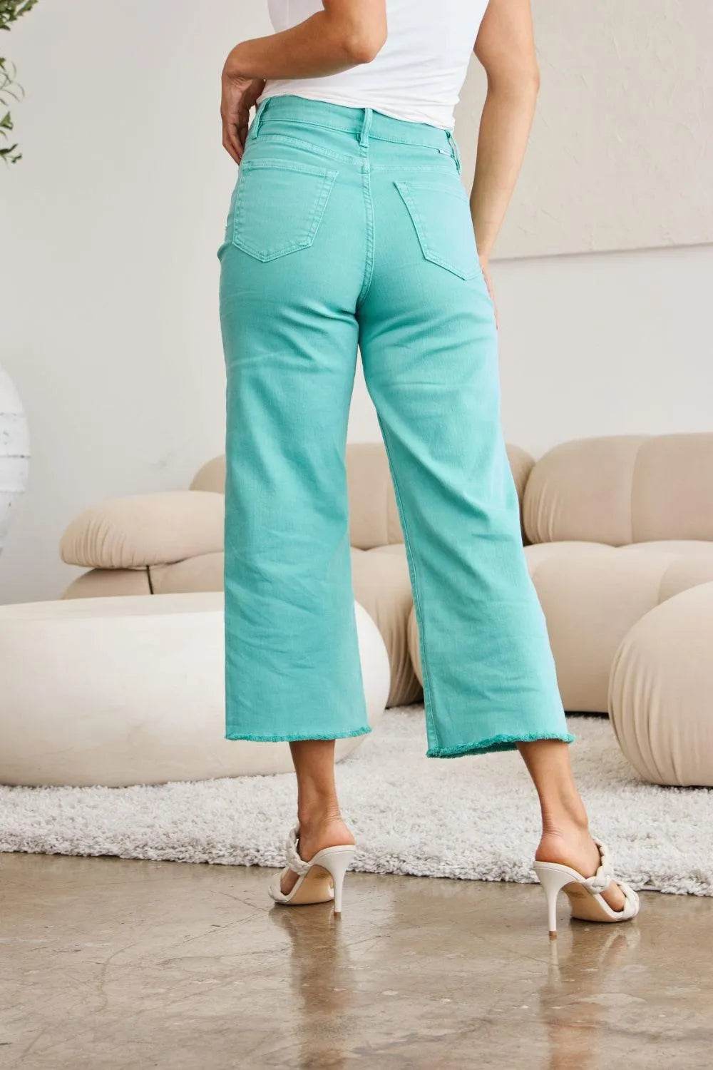 Bona Fide Fashion - Full Size Tummy Control High Waist Raw Hem Jeans - Women Fashion - Bona Fide Fashion