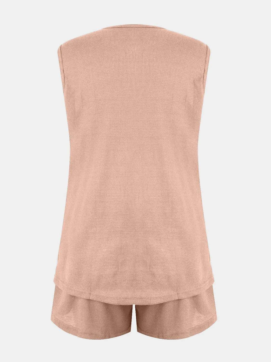 Bona Fide Fashion - Full Size Waffle-Knit Notched Top and Bottom Set - Women Fashion - Bona Fide Fashion