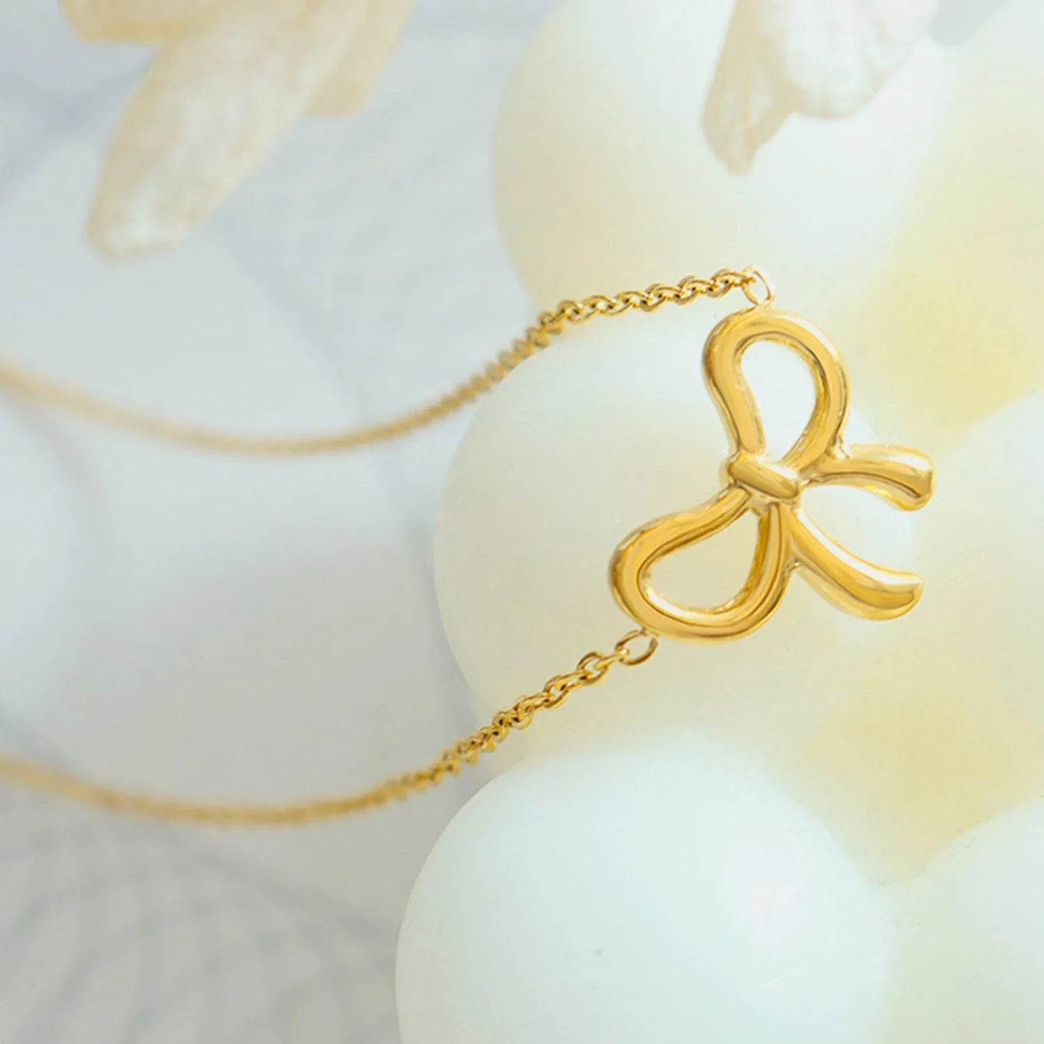 Bona Fide Fashion - Gold-Plated Titanium Steel Bow Pendant Necklace - Women Fashion - Bona Fide Fashion