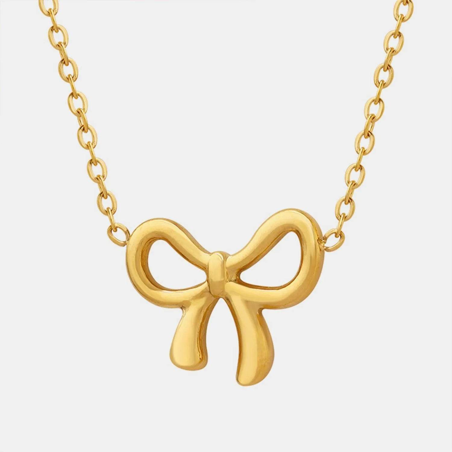 Bona Fide Fashion - Gold-Plated Titanium Steel Bow Pendant Necklace - Women Fashion - Bona Fide Fashion