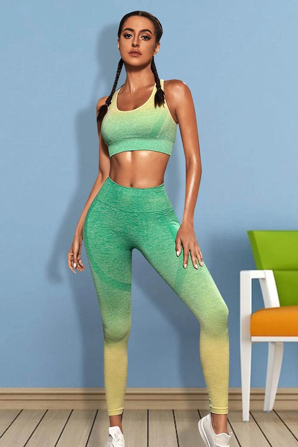 Bona Fide Fashion - Gradient Active Tank and Leggings Set - Women Fashion - Bona Fide Fashion