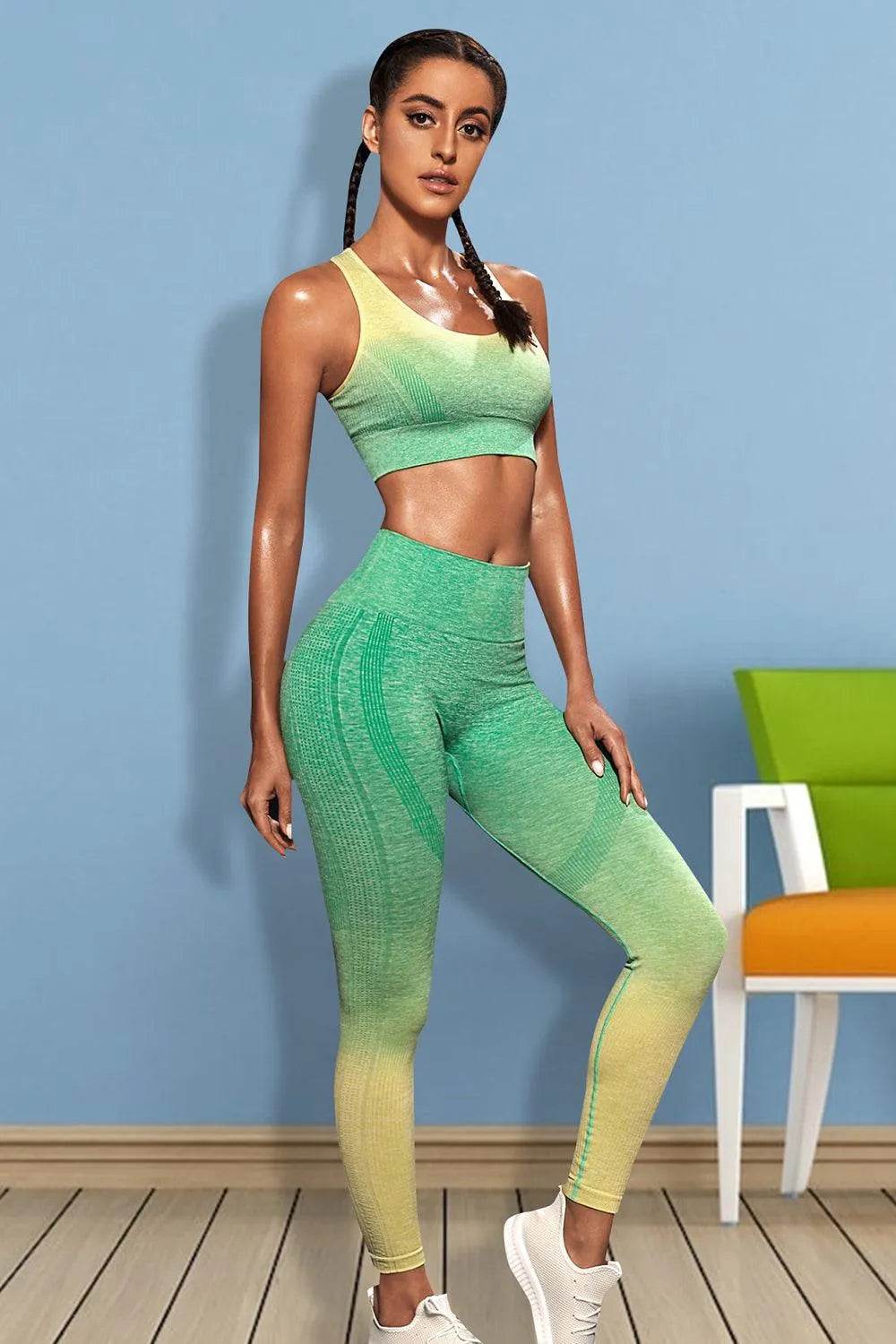 Bona Fide Fashion - Gradient Active Tank and Leggings Set - Women Fashion - Bona Fide Fashion