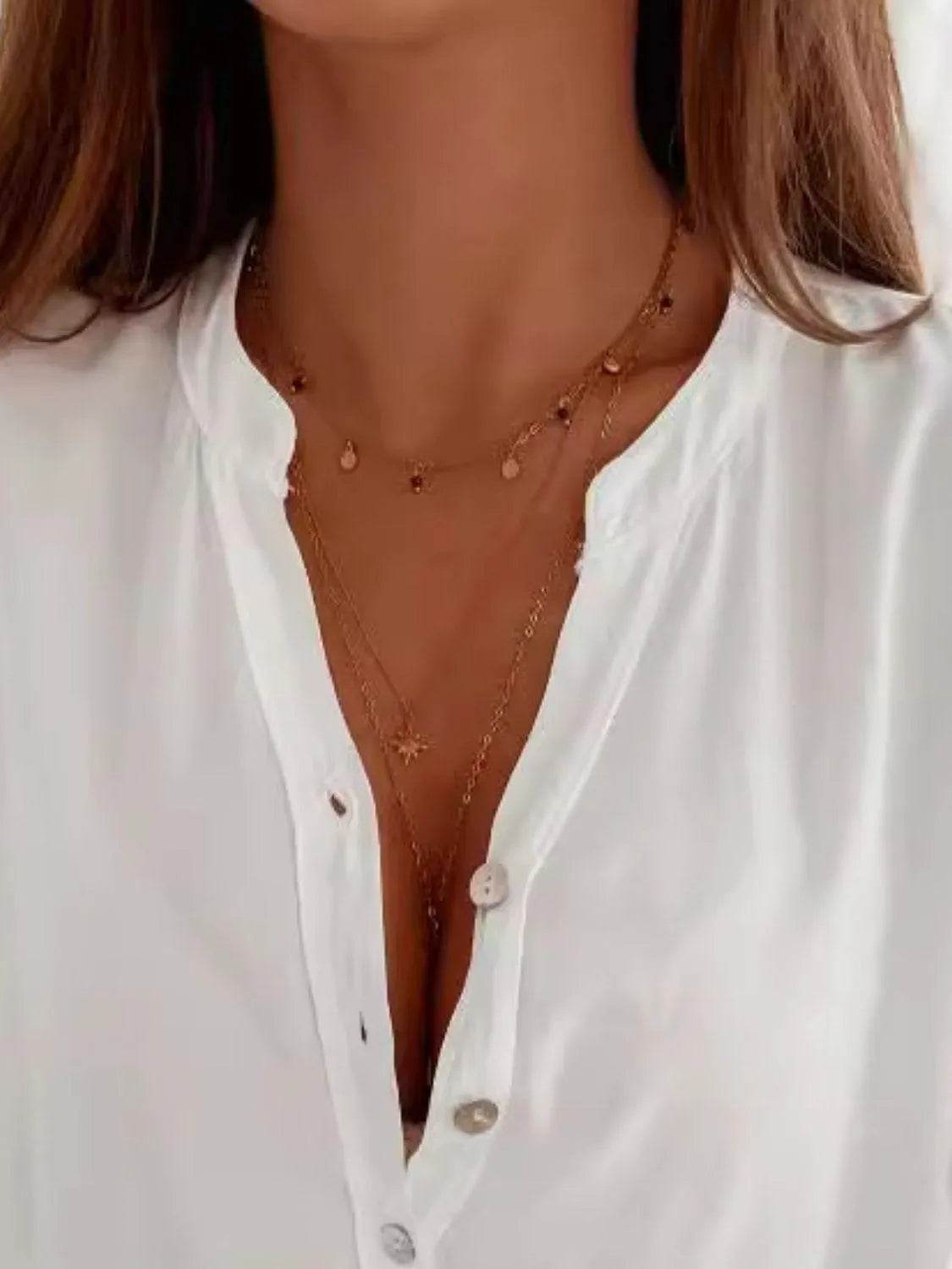 Bona Fide Fashion - Half Button Notched Half Sleeve Blouse - Women Fashion - Bona Fide Fashion