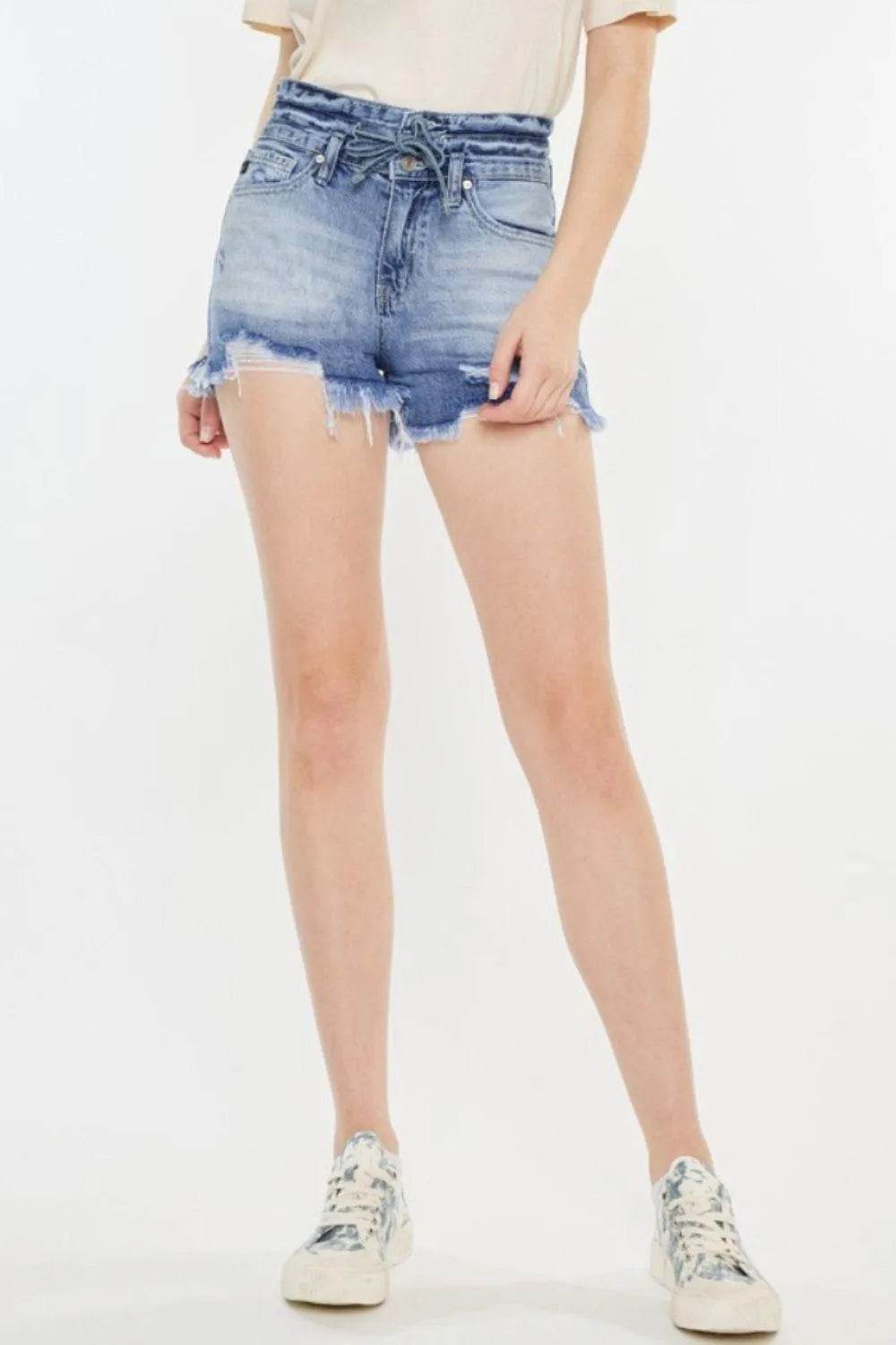 Kancan High Rise Frayed Hem Denim Shorts – Flattering Fit & Laid-Back Style | Bona Fide Fashion - Bona Fide Fashion