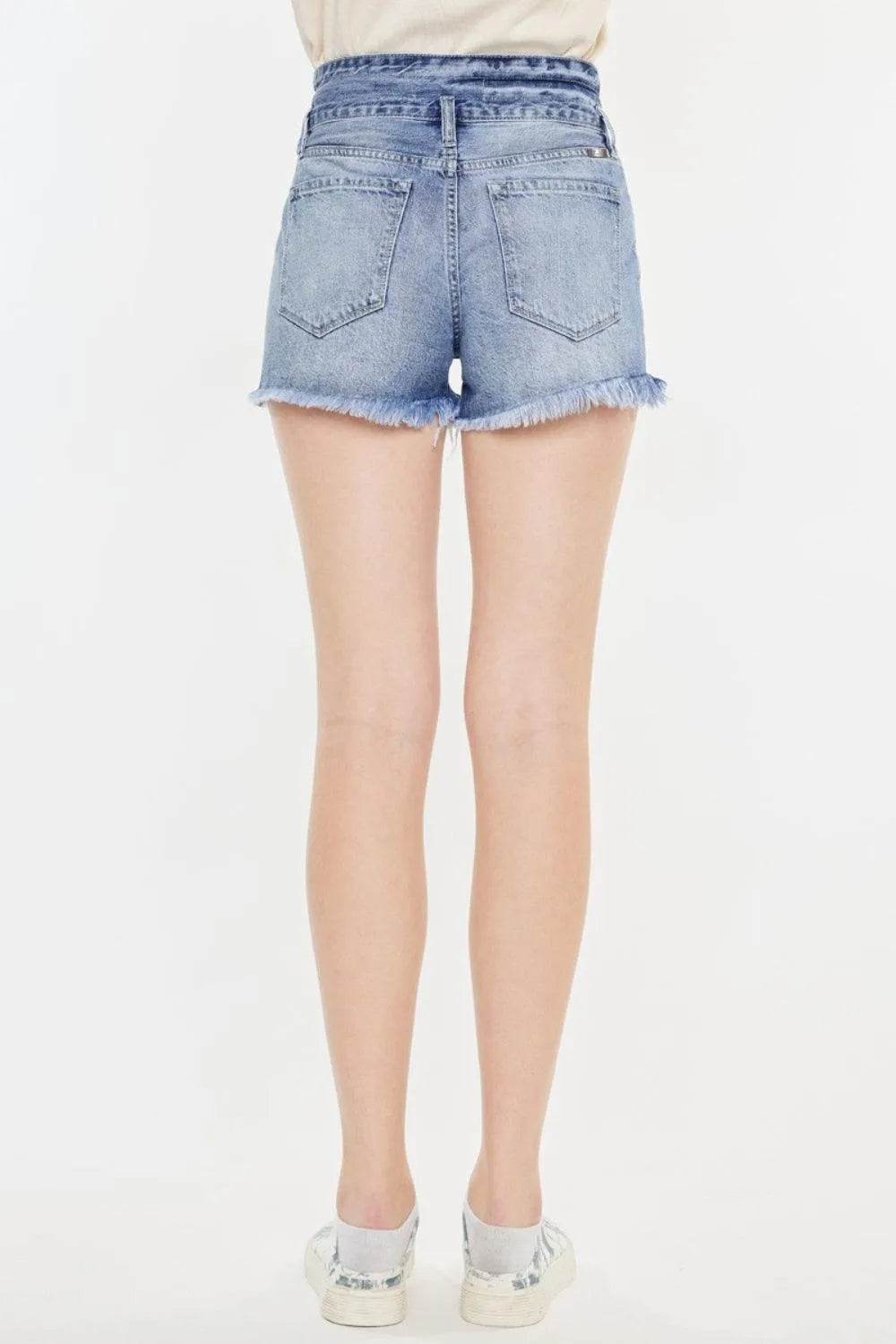 Kancan High Rise Frayed Hem Denim Shorts – Flattering Fit & Laid-Back Style | Bona Fide Fashion - Bona Fide Fashion