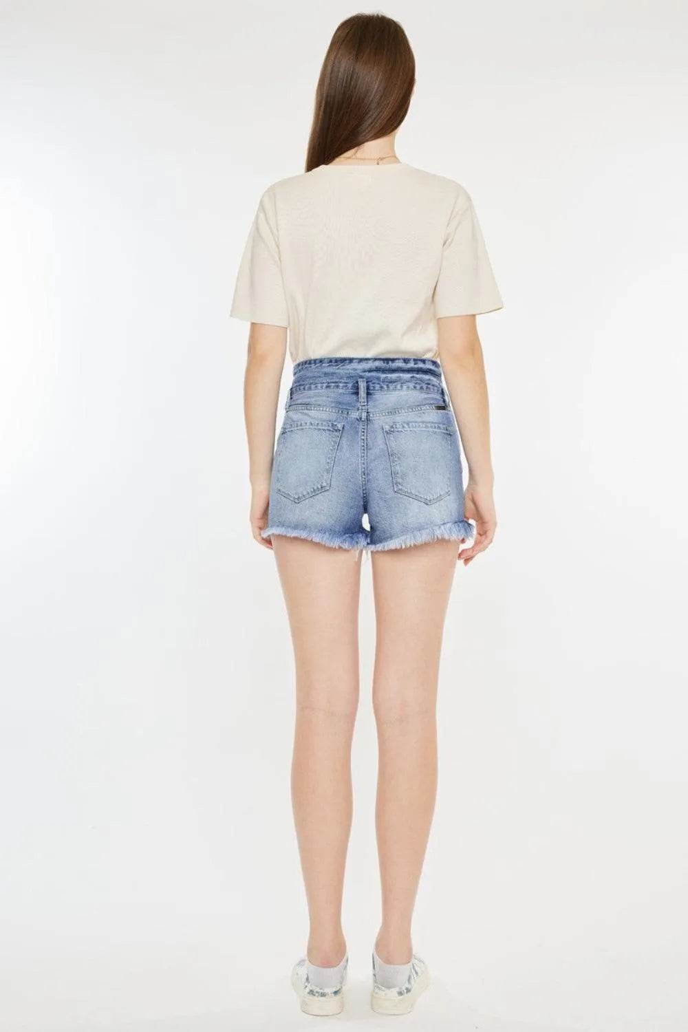 Kancan High Rise Frayed Hem Denim Shorts – Flattering Fit & Laid-Back Style | Bona Fide Fashion - Bona Fide Fashion