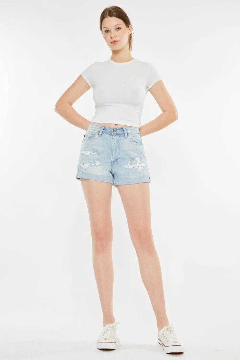 Bona Fide Fashion - High Rise Repaired Mom Denim Shorts - Women Fashion - Bona Fide Fashion