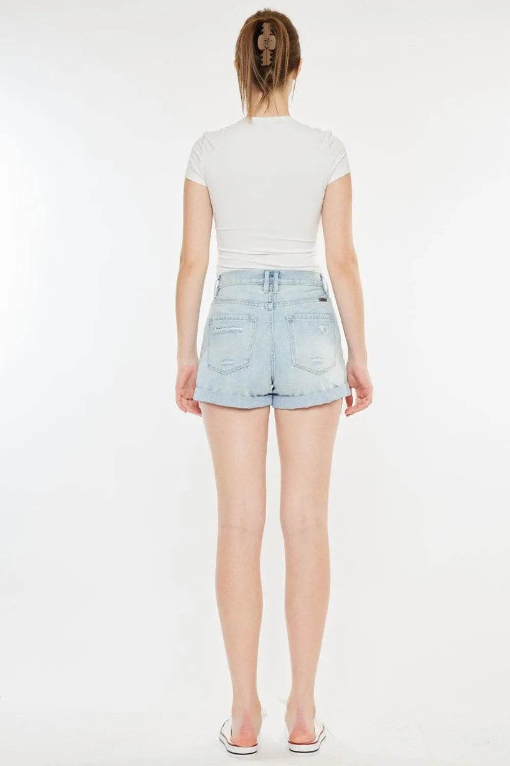 Bona Fide Fashion - High Rise Repaired Mom Denim Shorts - Women Fashion - Bona Fide Fashion