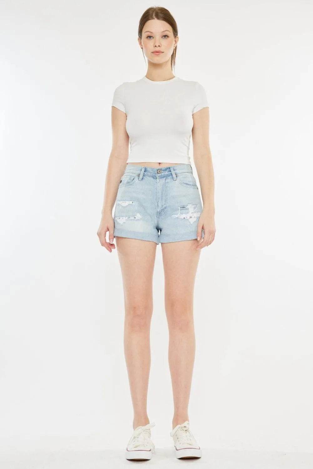 Bona Fide Fashion - High Rise Repaired Mom Denim Shorts - Women Fashion - Bona Fide Fashion