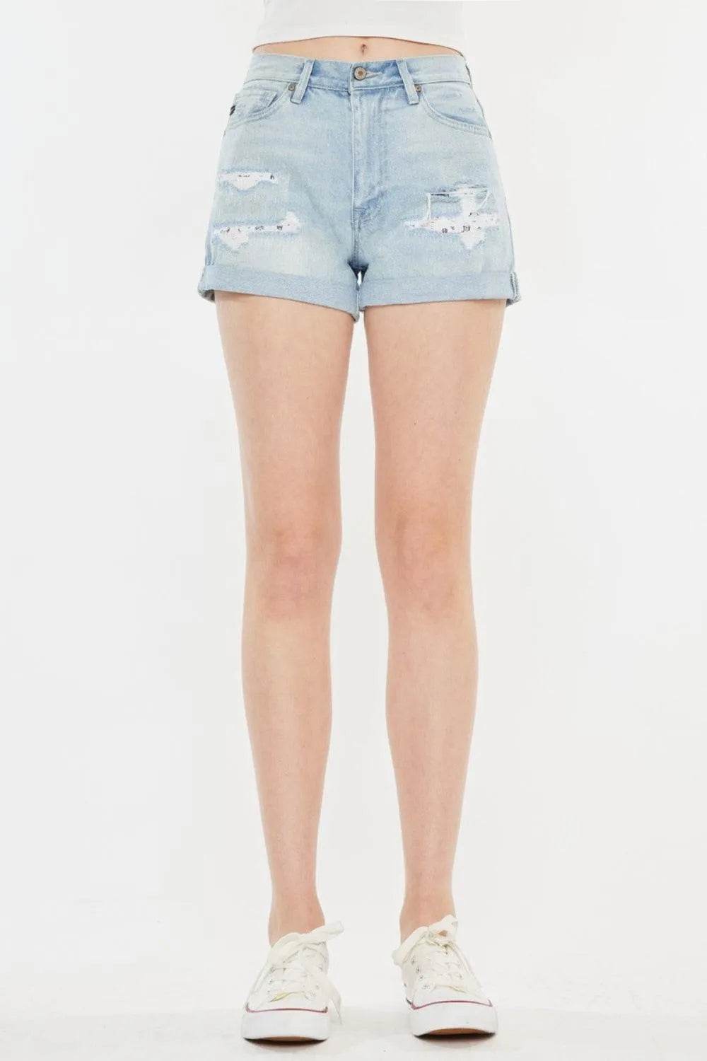 Bona Fide Fashion - High Rise Repaired Mom Denim Shorts - Women Fashion - Bona Fide Fashion