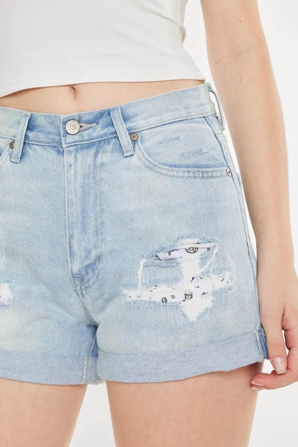 Bona Fide Fashion - High Rise Repaired Mom Denim Shorts - Women Fashion - Bona Fide Fashion