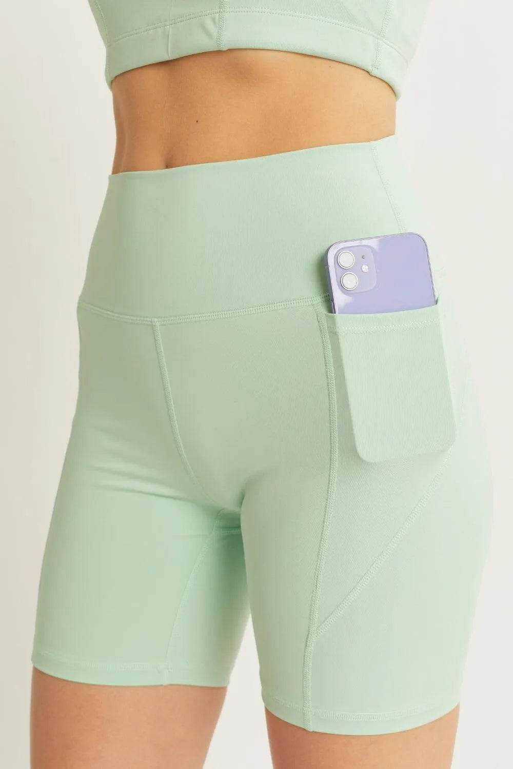 Bona Fide Fashion - High Waist Seam Detail Active Shorts - Women Fashion - Bona Fide Fashion