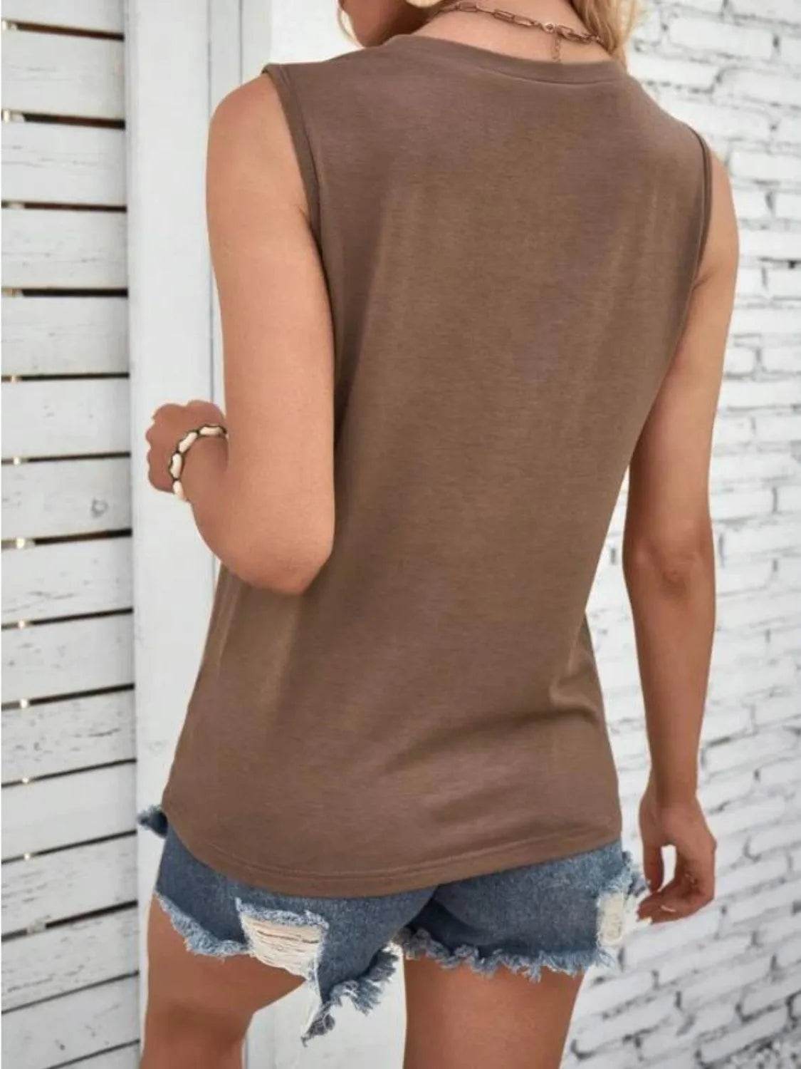 Bona Fide Fashion - Lace Detail Round Neck Tank - Women Fashion - Bona Fide Fashion