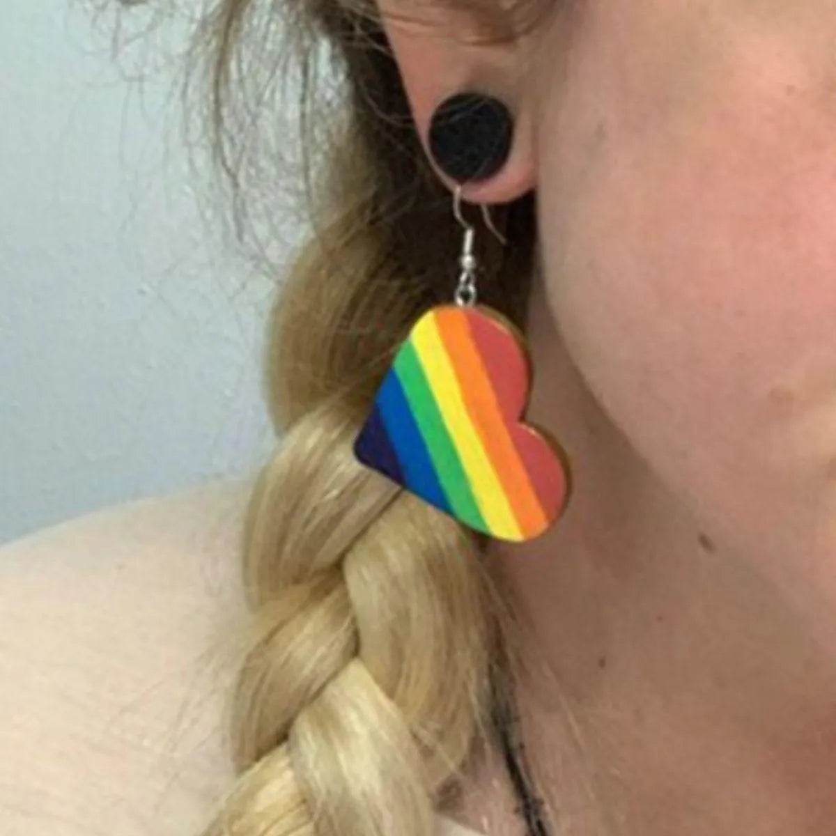 Bona Fide Fashion - Leather Colorful Striped Heart Earrings - Women Fashion - Bona Fide Fashion