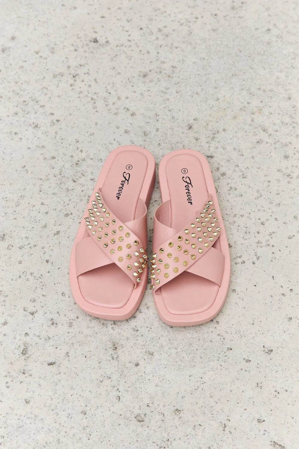 Bona Fide Fashion - Link Studded Cross Strap Sandals in Blush - Women Fashion - Bona Fide Fashion