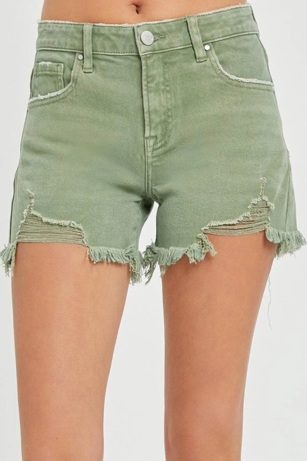 Risen Mid Waist Frayed Hem Denim Shorts – Cool, Casual Summer Staple | Bona Fide Fashion - Bona Fide Fashion
