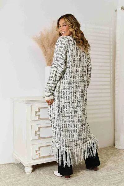 Bona Fide Fashion - Multicolored Open Front Fringe Hem Cardigan - Women Fashion - Bona Fide Fashion