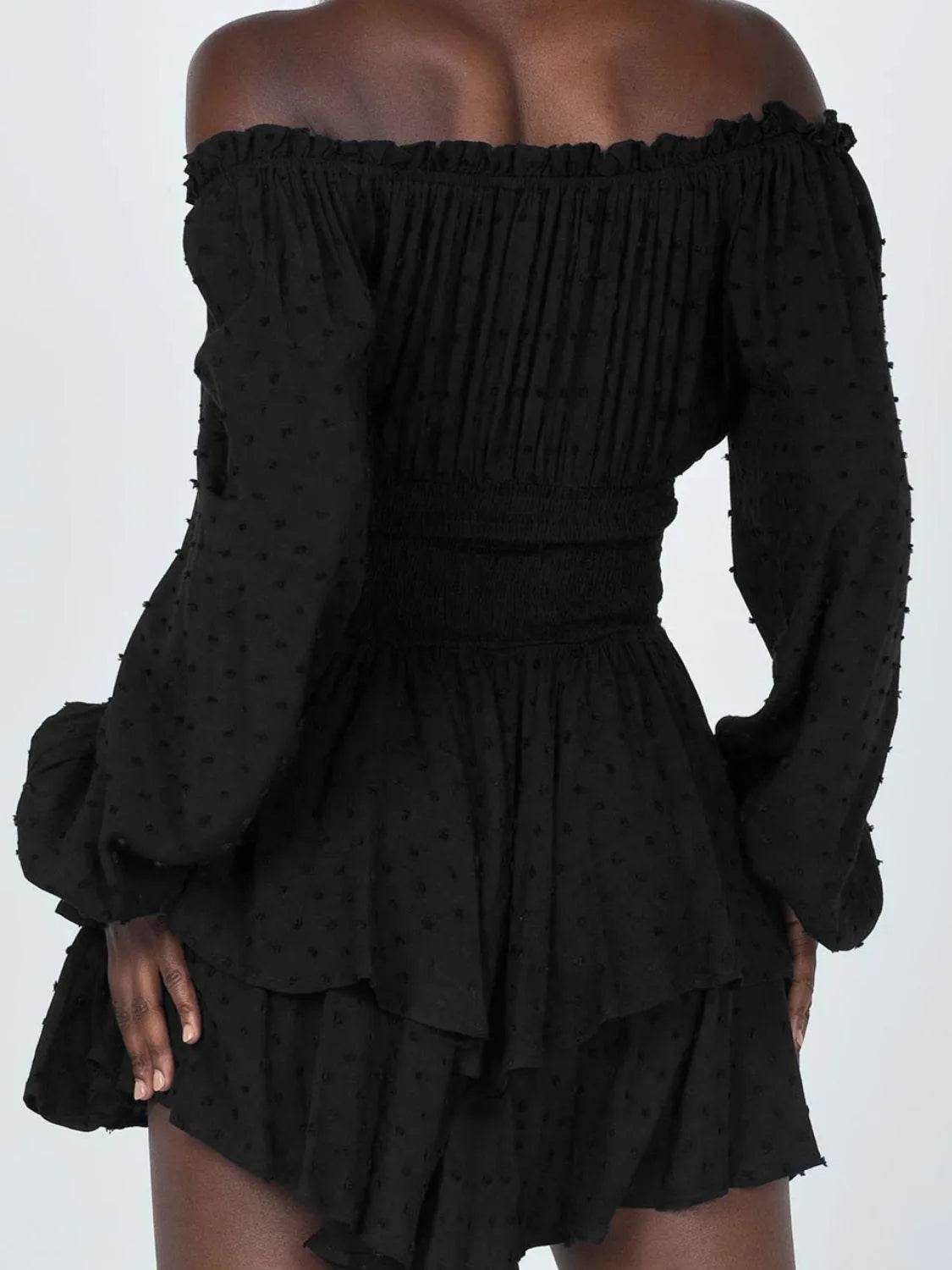 Bona Fide Fashion - Off Shoulder Smocked Waist Romper - Women Fashion - Bona Fide Fashion