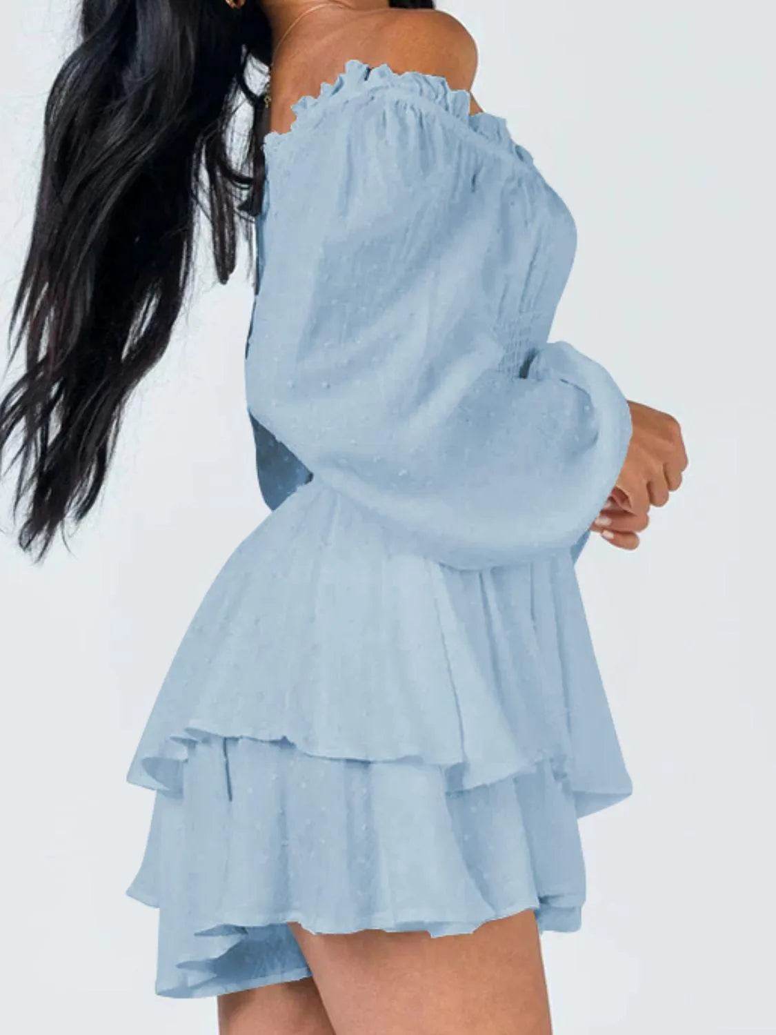 Bona Fide Fashion - Off Shoulder Smocked Waist Romper - Women Fashion - Bona Fide Fashion