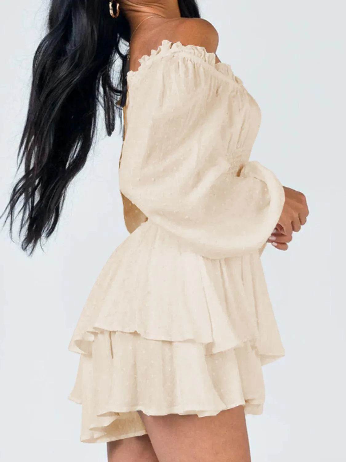 Bona Fide Fashion - Off Shoulder Smocked Waist Romper - Women Fashion - Bona Fide Fashion