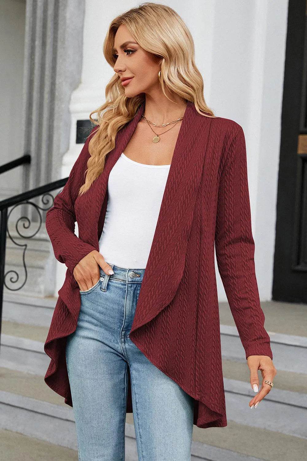 Bona Fide Fashion - Open Front Long Sleeve Cardigan - Women Fashion - Bona Fide Fashion