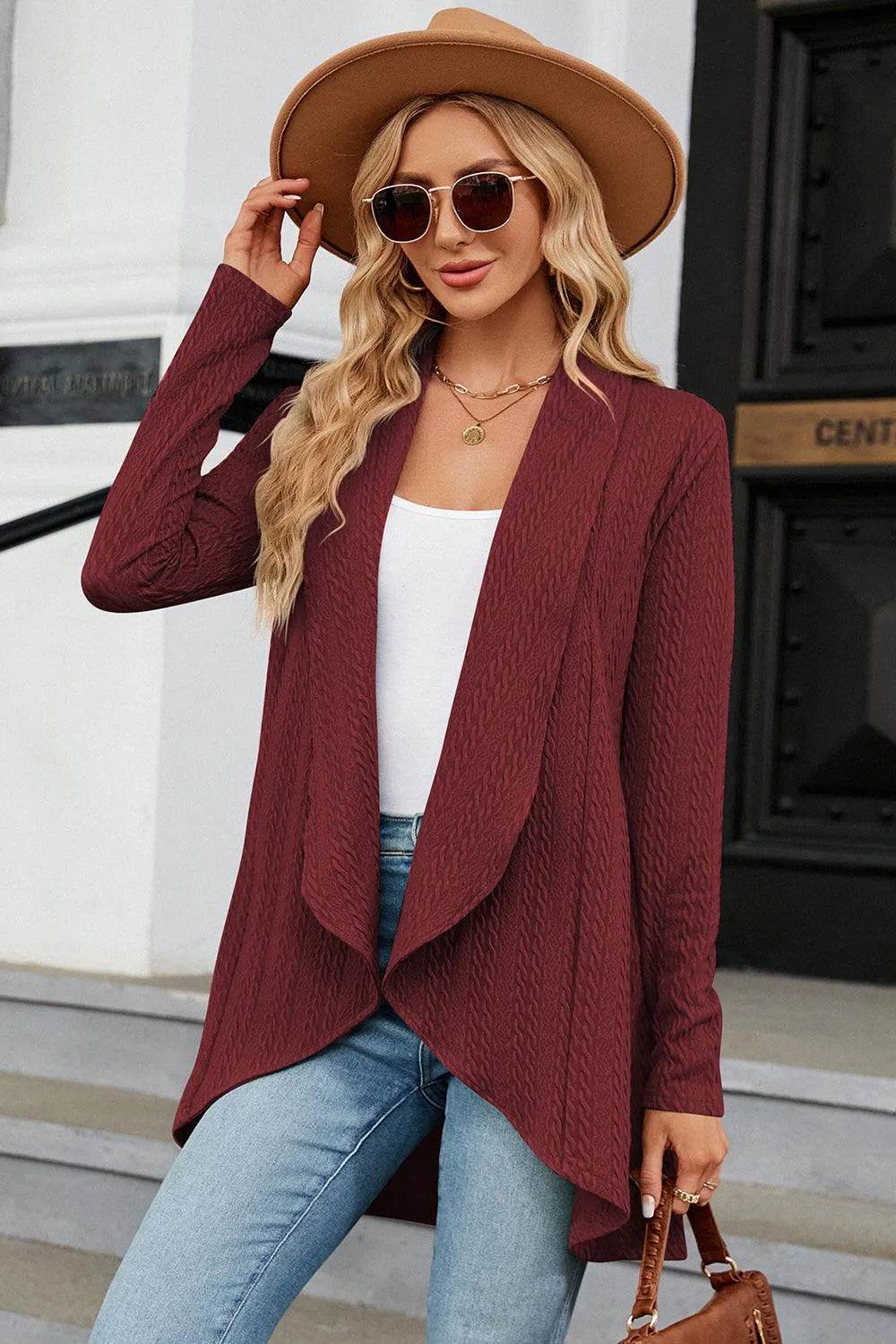Bona Fide Fashion - Open Front Long Sleeve Cardigan - Women Fashion - Bona Fide Fashion