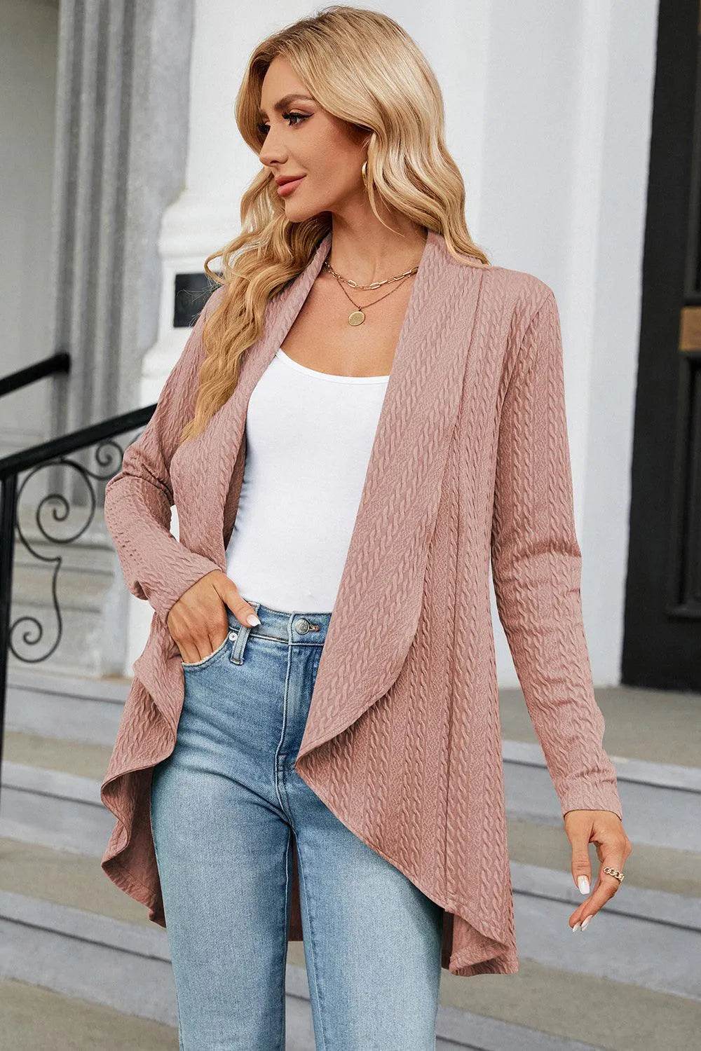 Bona Fide Fashion - Open Front Long Sleeve Cardigan - Women Fashion - Bona Fide Fashion