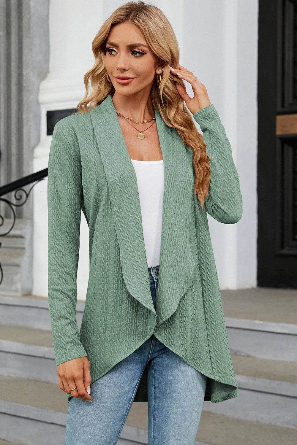 Bona Fide Fashion - Open Front Long Sleeve Cardigan - Women Fashion - Bona Fide Fashion